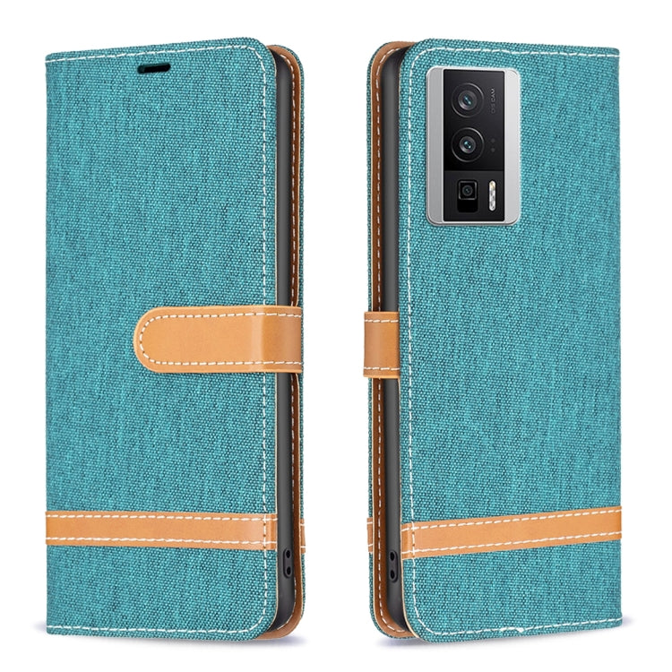 Color Block Denim Texture Leather Phone Case, For Xiaomi Redmi K60 / K60 Pro, For Xiaomi Redmi Note 12 Pro+ Global