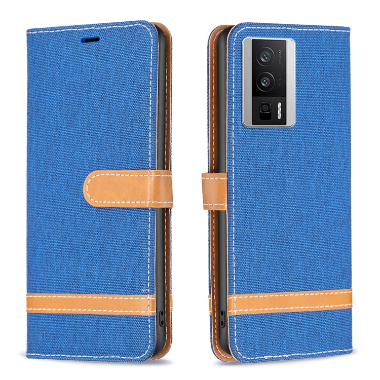 Color Block Denim Texture Leather Phone Case, For vivo Y02 4G, For Xiaomi Redmi 12C, For Xiaomi Redmi K60 / K60 Pro