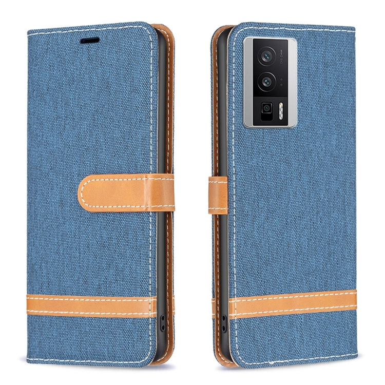 Color Block Denim Texture Leather Phone Case, For Xiaomi Redmi K60 / K60 Pro, For Xiaomi Redmi Note 12 Pro+ Global