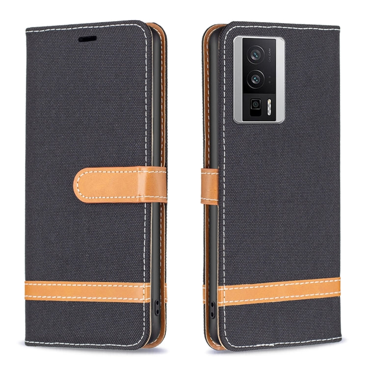 Color Block Denim Texture Leather Phone Case, For Xiaomi Redmi K60 / K60 Pro, For Xiaomi Redmi Note 12 Pro+ Global