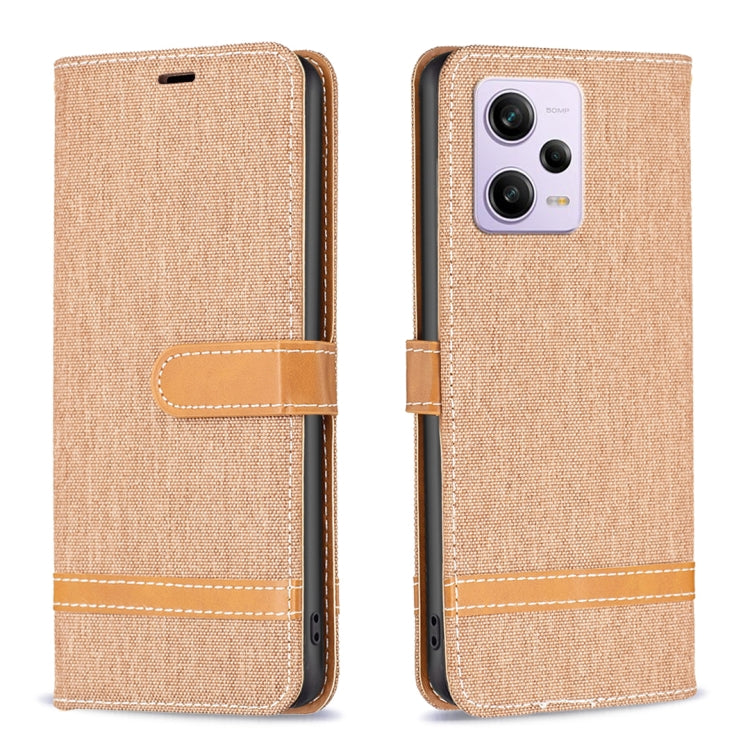 Color Block Denim Texture Leather Phone Case, For Xiaomi Redmi Note 12 Pro+ Global, For Xiaomi Redmi Note 12 Pro Global, For Xiaomi Redmi Note 12 Global