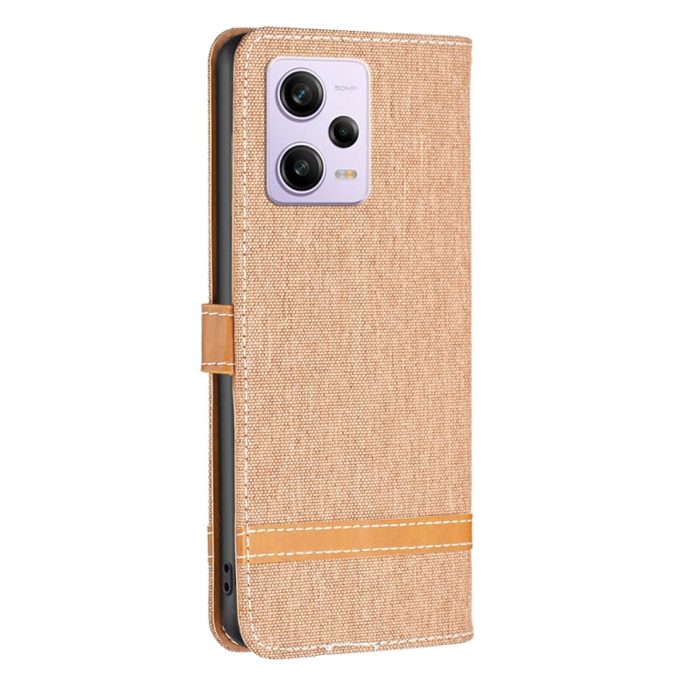 Color Block Denim Texture Leather Phone Case, For Xiaomi Redmi Note 12 Pro Global, For Xiaomi Redmi Note 12 Global