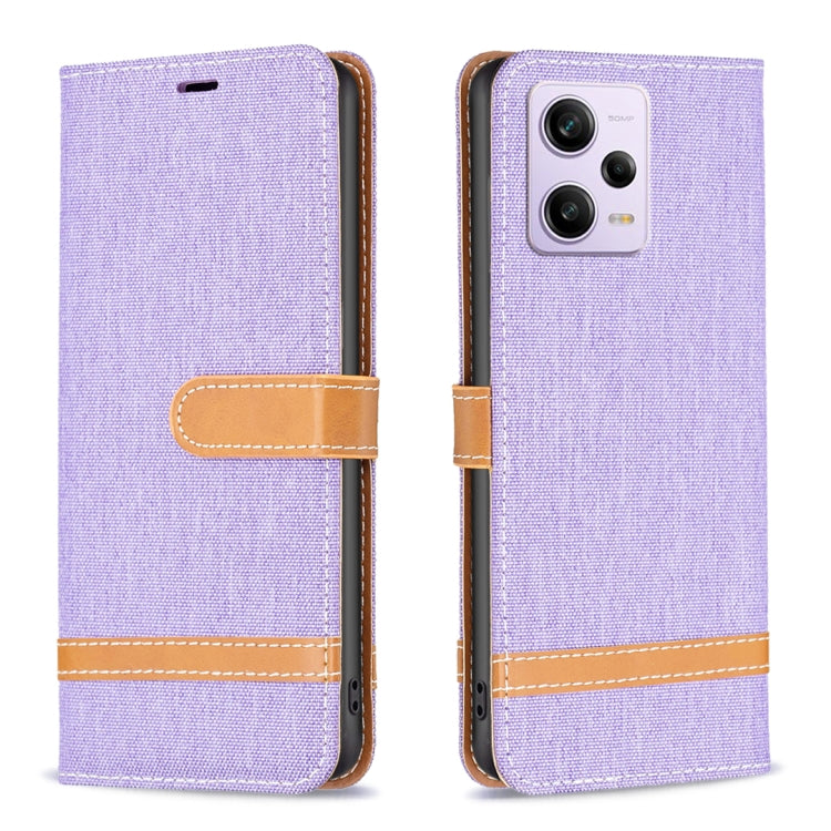 Color Block Denim Texture Leather Phone Case, For Xiaomi Redmi Note 12 Pro Global, For Xiaomi Redmi Note 12 Global