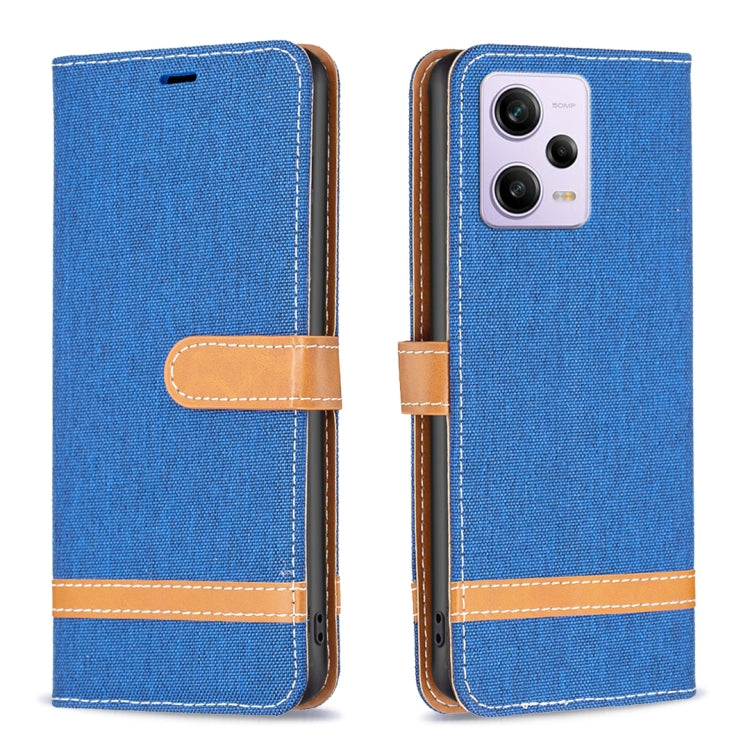 Color Block Denim Texture Leather Phone Case, For Xiaomi Redmi Note 12 Pro Global, For Xiaomi Redmi Note 12 Global