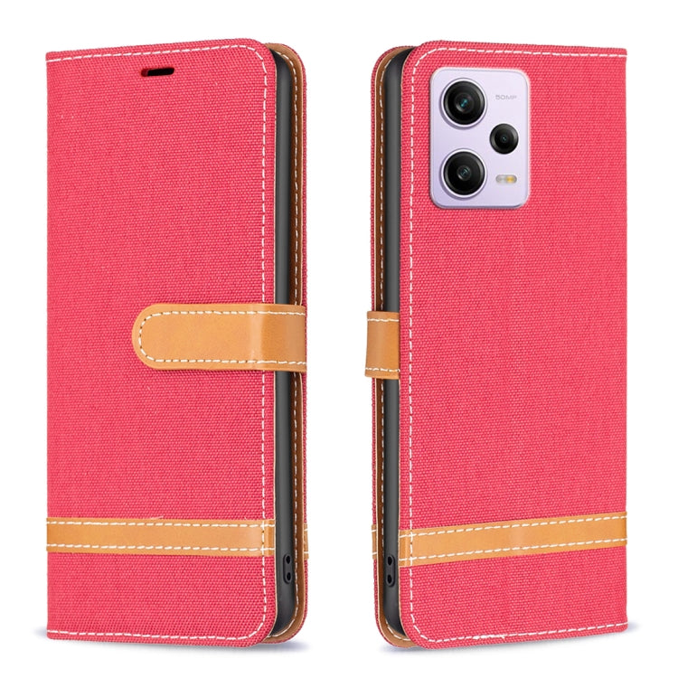 Color Block Denim Texture Leather Phone Case, For Xiaomi Redmi Note 12 Pro Global, For Xiaomi Redmi Note 12 Global