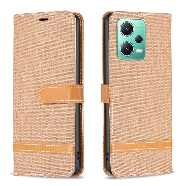 Color Block Denim Texture Leather Phone Case, For Xiaomi Redmi Note 12 Pro+ Global, For Xiaomi Redmi Note 12 Pro Global, For Xiaomi Redmi Note 12 Global