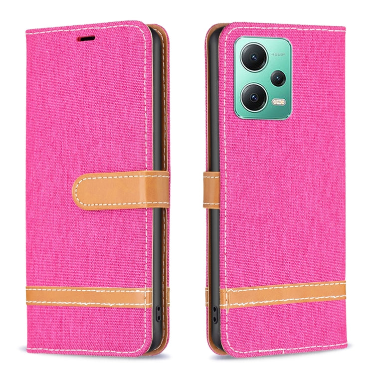 Color Block Denim Texture Leather Phone Case, For Xiaomi Redmi Note 12 Pro Global, For Xiaomi Redmi Note 12 Global