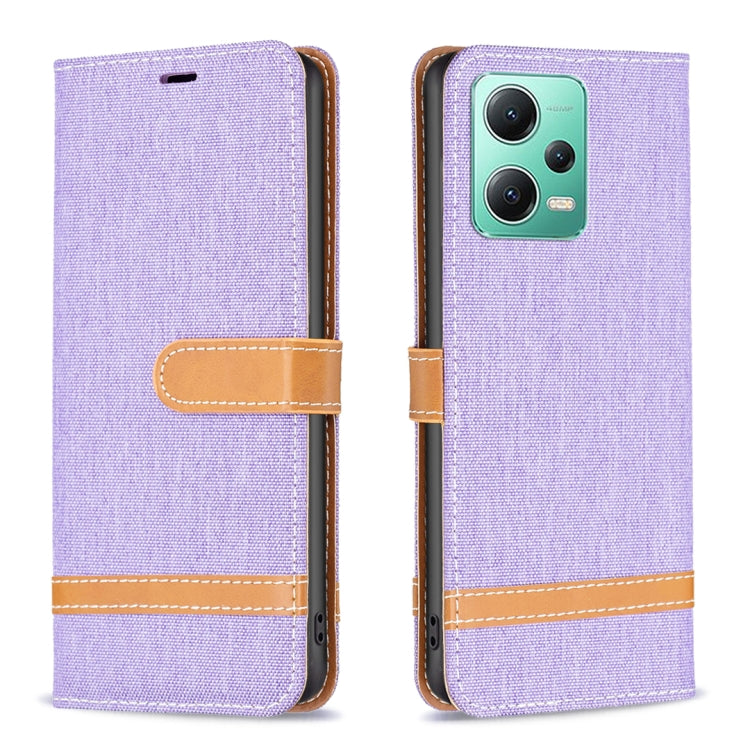 Color Block Denim Texture Leather Phone Case, For Xiaomi Redmi Note 12 Pro Global, For Xiaomi Redmi Note 12 Global