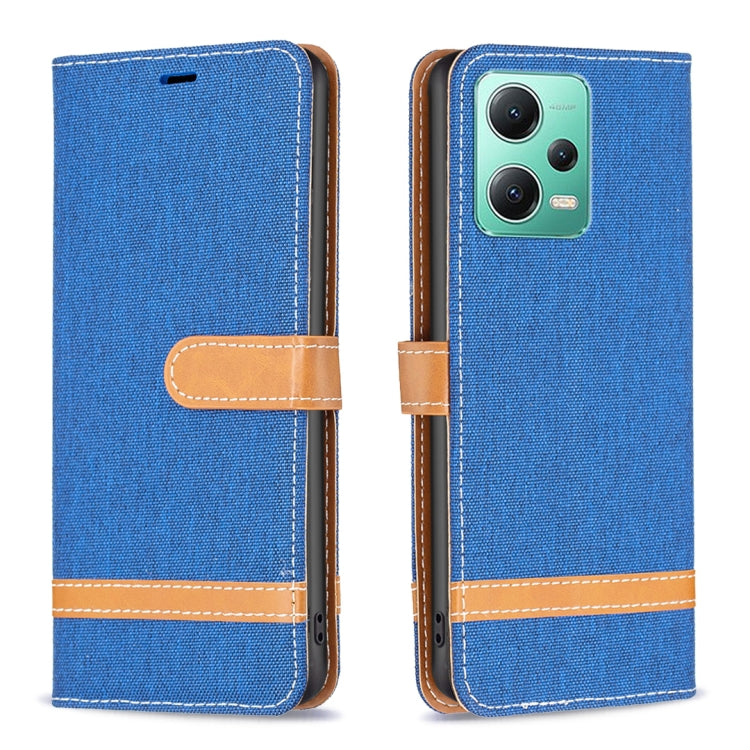 Color Block Denim Texture Leather Phone Case, For Xiaomi Redmi Note 12 Pro Global, For Xiaomi Redmi Note 12 Global