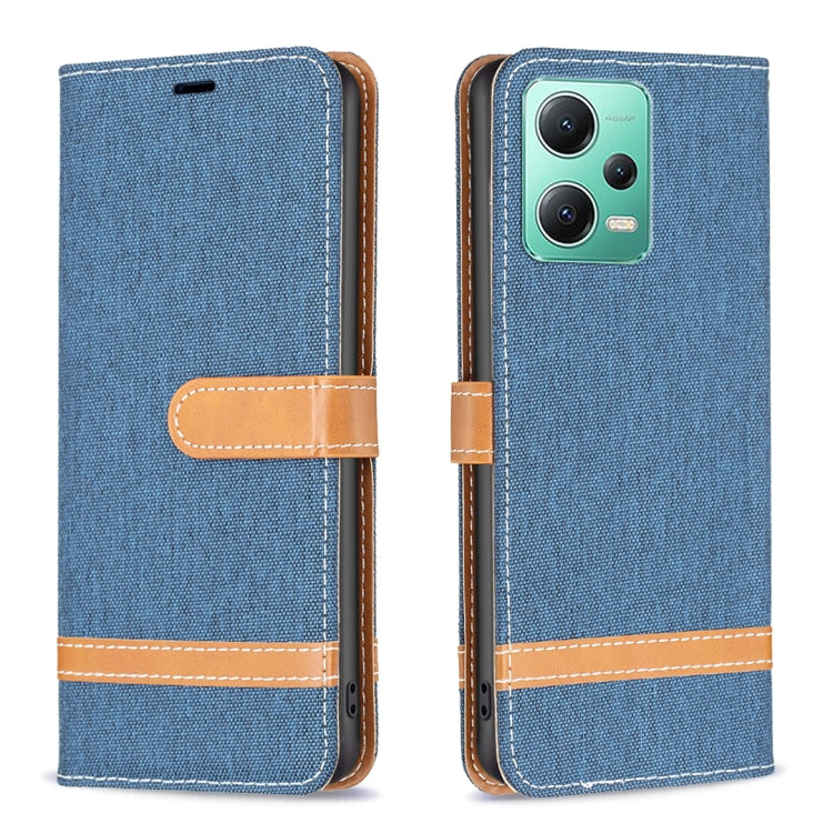 Color Block Denim Texture Leather Phone Case, For Xiaomi Redmi Note 12 Pro Global, For Xiaomi Redmi Note 12 Global