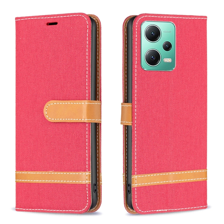 Color Block Denim Texture Leather Phone Case, For Xiaomi Redmi Note 12 Pro Global, For Xiaomi Redmi Note 12 Global