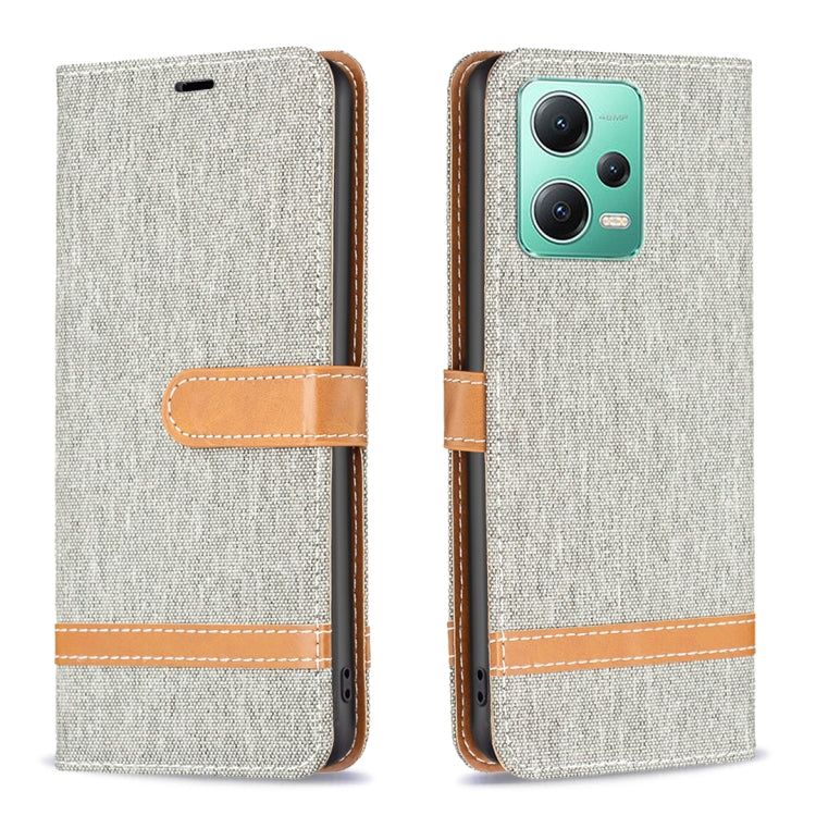 Color Block Denim Texture Leather Phone Case, For Xiaomi Redmi Note 12 Pro+ Global, For Xiaomi Redmi Note 12 Pro Global, For Xiaomi Redmi Note 12 Global