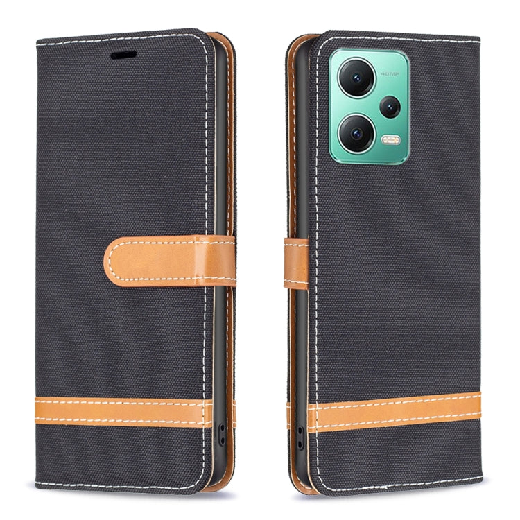 Color Block Denim Texture Leather Phone Case, For Xiaomi Redmi Note 12 Pro Global, For Xiaomi Redmi Note 12 Global