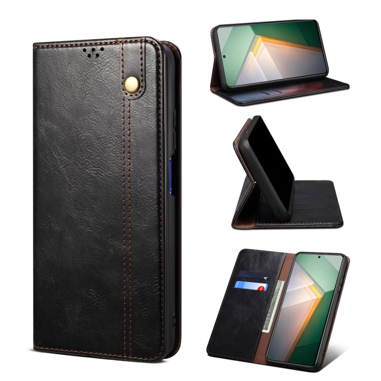 Oil Wax Crazy Horse Texture Leather Phone Case