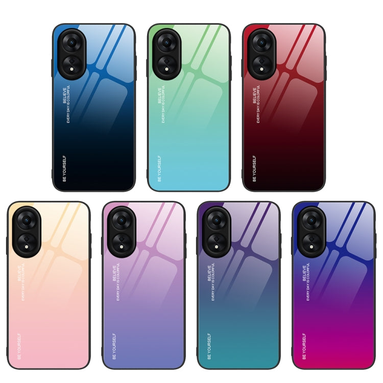 For OPPO A17 Gradient Color Glass Phone Case, For OPPO A17