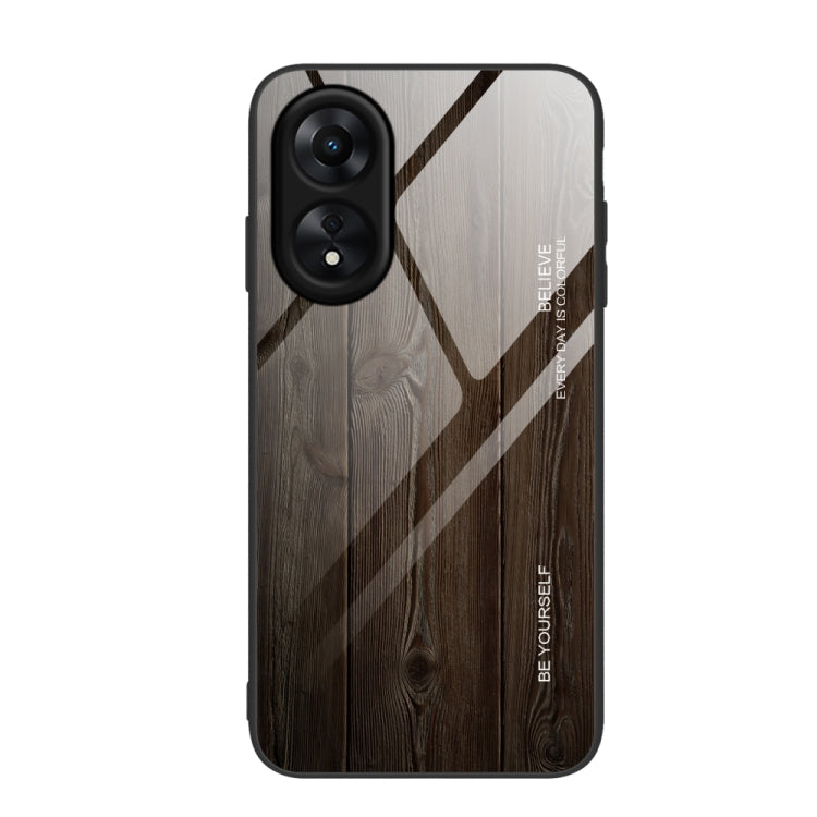 For OPPO A17 Wood Grain Glass Phone Case, For OPPO A17
