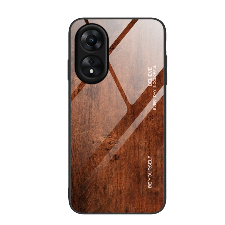 For OPPO A17 Wood Grain Glass Phone Case, For OPPO A17