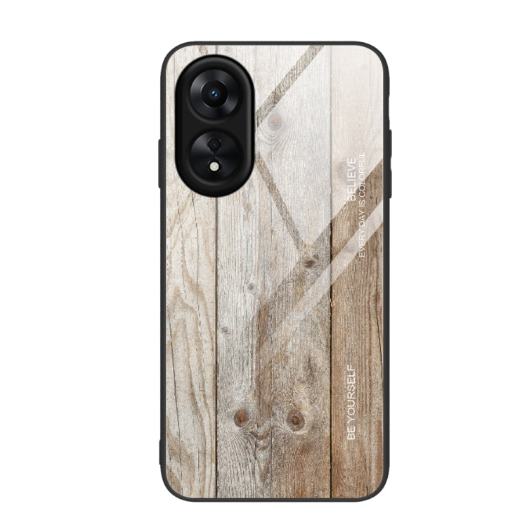 For OPPO A17 Wood Grain Glass Phone Case, For OPPO A17