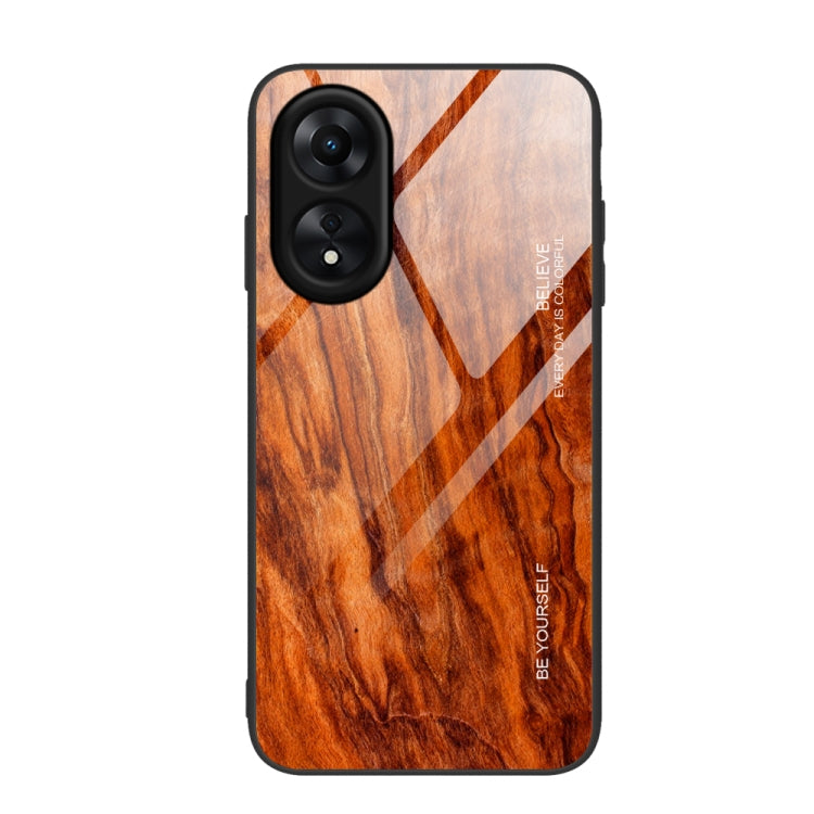 For OPPO A17 Wood Grain Glass Phone Case, For OPPO A17