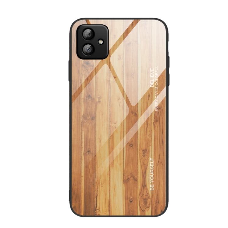 For Samsung Galaxy A04 Wood Grain Glass Phone Case, For Samsung Galaxy A04