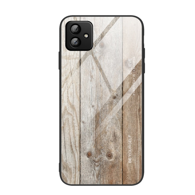 For Samsung Galaxy A04 Wood Grain Glass Phone Case, For Samsung Galaxy A04