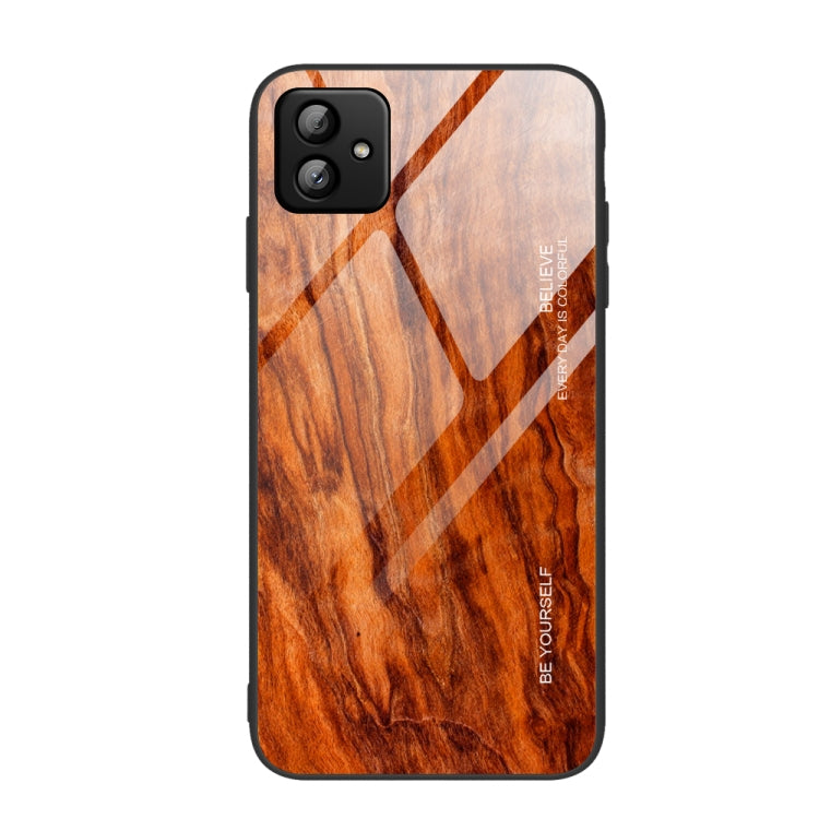 For Samsung Galaxy A04 Wood Grain Glass Phone Case, For Samsung Galaxy A04