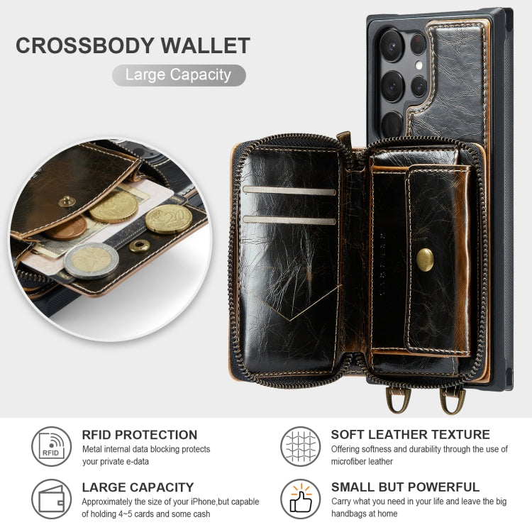 For Samsung Galaxy S23 Ultra 5G JEEHOOD C22 Series Zipper Wallet Leather Phone Case with Dual Lanyard, For Samsung Galaxy S23 Ultra 5G