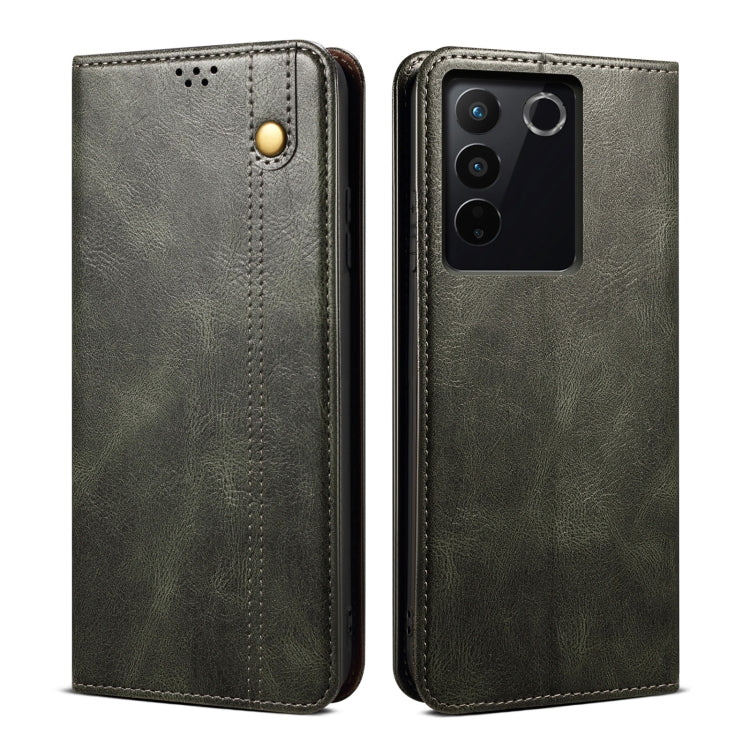 Oil Wax Crazy Horse Texture Leather Phone Case, For vivo S16 Pro / S16, For vivo S16e, For vivo V27, For Samsung Galaxy A34 5G