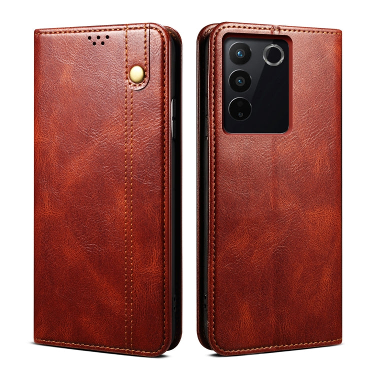 Oil Wax Crazy Horse Texture Leather Phone Case, For vivo S16 Pro / S16, For vivo S16e, For vivo V27, For Samsung Galaxy A34 5G