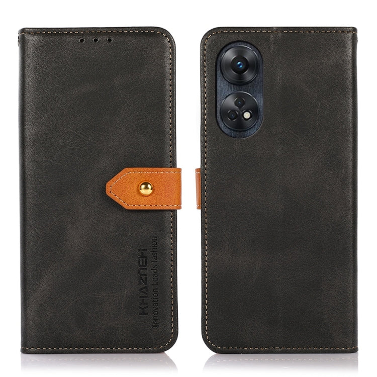KHAZNEH Dual-color Cowhide Texture Flip Leather Phone Case