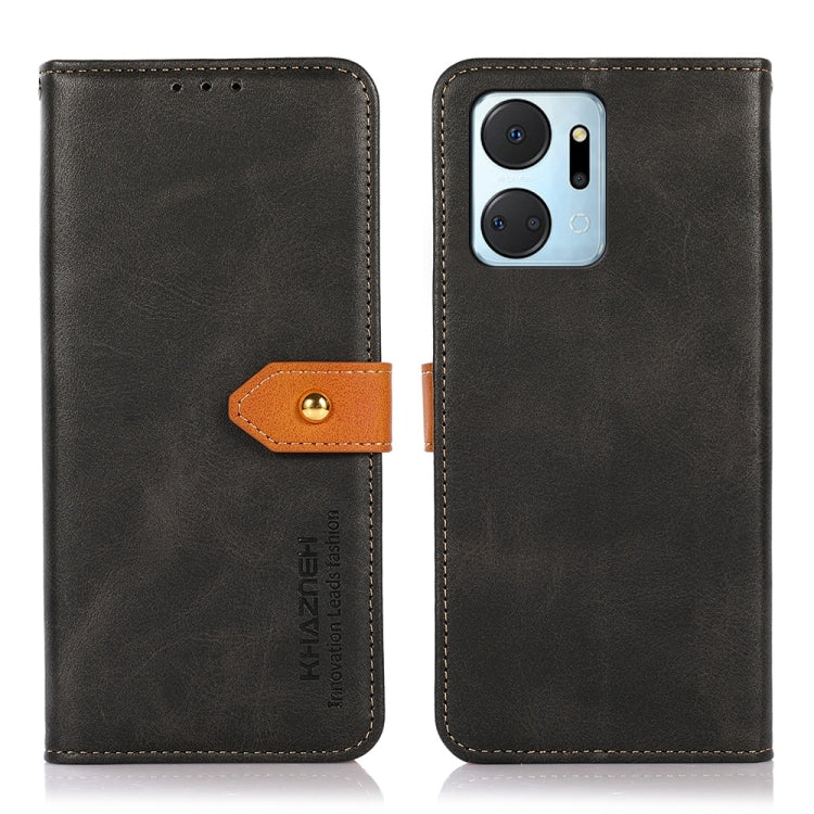 KHAZNEH Dual-color Cowhide Texture Flip Leather Phone Case