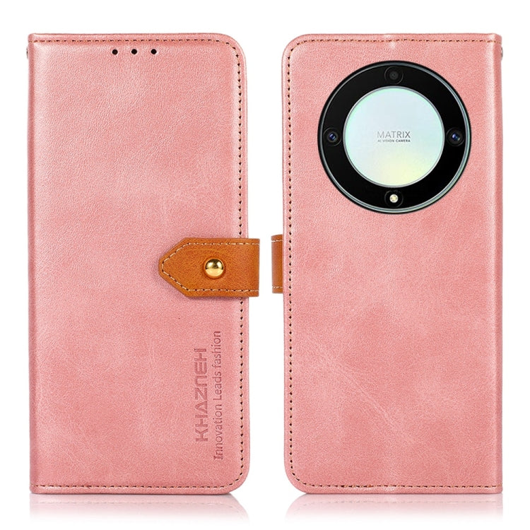 KHAZNEH Dual-color Cowhide Texture Flip Leather Phone Case