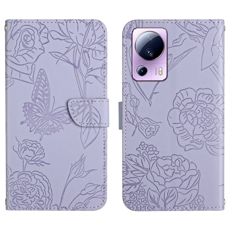 HT03 Skin Feel Butterfly Embossed Flip Leather Phone Case, For OPPO Reno8 T 5G/A1 Pro 5G, For Xiaomi 13 Lite, For Samsung Galaxy A24 4G