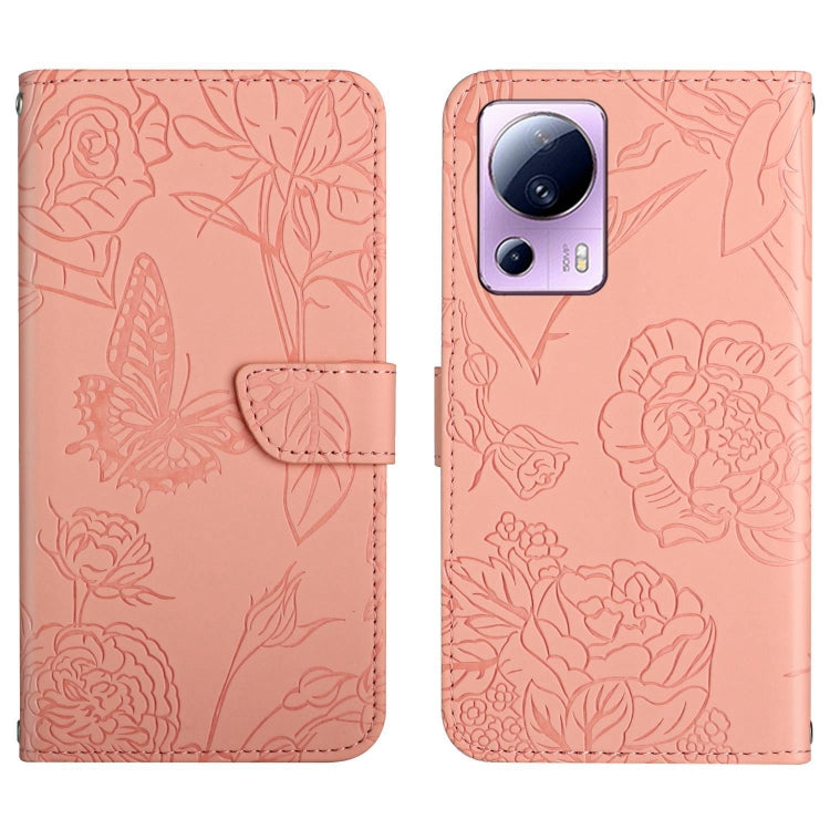 HT03 Skin Feel Butterfly Embossed Flip Leather Phone Case, For OPPO Reno8 T 5G/A1 Pro 5G, For Xiaomi 13 Lite, For Samsung Galaxy A24 4G