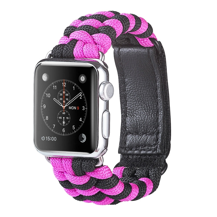 Paracord Plain Weave Hook And Loop Fastener Nylon Watch Band, For Apple Watch Series 8&amp;7 41mm / SE 2&amp;6&amp;SE&amp;5&amp;4 40mm, For Apple Watch Ultra 49mm / Series 8&amp;7 45mm / SE 2&amp;6&amp;SE&amp;5&amp;4 44mm