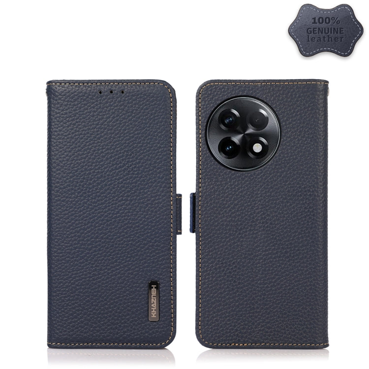 KHAZNEH Side-Magnetic Litchi Genuine Leather RFID Phone Case, For OnePlus Ace 2 5G, For Realme GT Neo 5, For Xiaomi Redmi 12C/Redmi 11A 4G