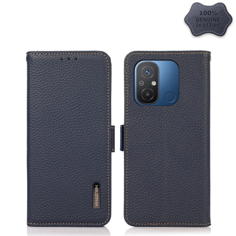 KHAZNEH Side-Magnetic Litchi Genuine Leather RFID Phone Case, For OnePlus Ace 2 5G, For Realme GT Neo 5, For Xiaomi Redmi 12C/Redmi 11A 4G