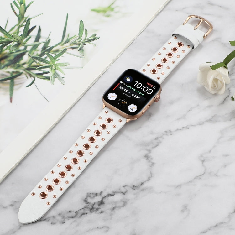 Punk Rivet Genuine Leather Watch Band, For Apple Watch Series 7 41mm / 6 &amp; SE &amp; 5 &amp; 4 40mm, For Apple Watch Ultra 49mm / Series 8&amp;7 45mm / SE 2&amp;6&amp;SE&amp;5&amp;4 44mm