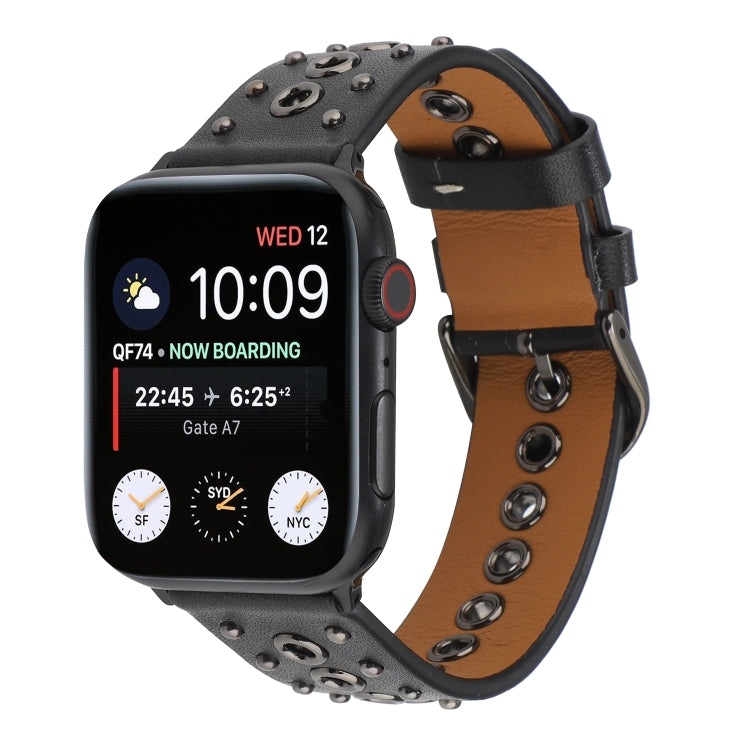 Punk Rivet Genuine Leather Watch Band, For Apple Watch Series 7 41mm / 6 &amp; SE &amp; 5 &amp; 4 40mm, For Apple Watch Ultra 49mm / Series 8&amp;7 45mm / SE 2&amp;6&amp;SE&amp;5&amp;4 44mm