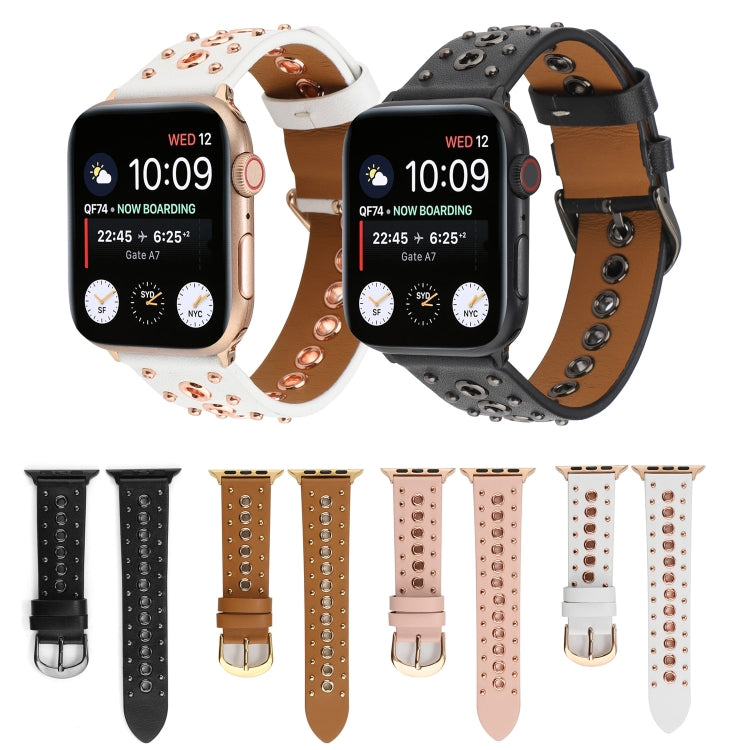 Punk Rivet Genuine Leather Watch Band, For Apple Watch Series 7 41mm / 6 &amp; SE &amp; 5 &amp; 4 40mm, For Apple Watch Ultra 49mm / Series 8&amp;7 45mm / SE 2&amp;6&amp;SE&amp;5&amp;4 44mm