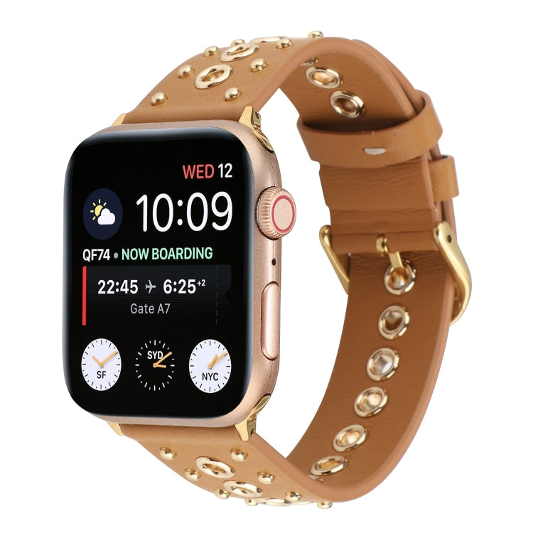 Punk Rivet Genuine Leather Watch Band, For Apple Watch Series 7 41mm / 6 &amp; SE &amp; 5 &amp; 4 40mm, For Apple Watch Ultra 49mm / Series 8&amp;7 45mm / SE 2&amp;6&amp;SE&amp;5&amp;4 44mm