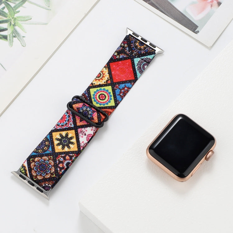 Ethnic Style Buckle Elastic Watch Band, For Apple Watch Series 7 41mm / 6 & SE & 5 & 4 40mm, For Apple Watch Ultra 49mm / Series 8&7 45mm / SE 2&6&SE&5&4 44mm