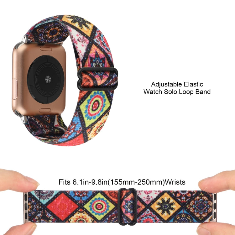 Ethnic Style Buckle Elastic Watch Band, For Apple Watch Series 7 41mm / 6 &amp; SE &amp; 5 &amp; 4 40mm, For Apple Watch Ultra 49mm / Series 8&amp;7 45mm / SE 2&amp;6&amp;SE&amp;5&amp;4 44mm