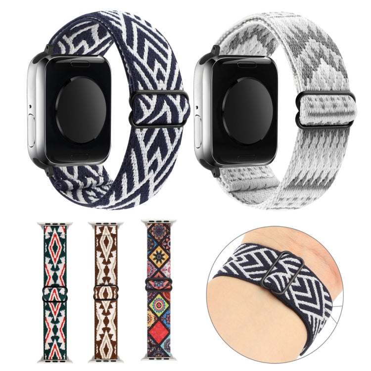 Ethnic Style Buckle Elastic Watch Band, For Apple Watch Series 7 41mm / 6 &amp; SE &amp; 5 &amp; 4 40mm, For Apple Watch Ultra 49mm / Series 8&amp;7 45mm / SE 2&amp;6&amp;SE&amp;5&amp;4 44mm