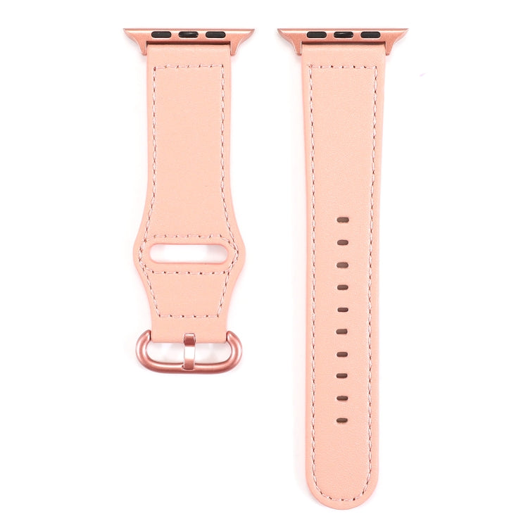 Solid Color Genuine Leather Watchband, For Apple Watch Series 7 41mm / 6 &amp; SE &amp; 5 &amp; 4 40mm / 3 &amp; 2 &amp; 1 38mm, For Apple Watch Series 7 45mm / 6 &amp; SE &amp; 5 &amp; 4 44mm / 3 &amp; 2 &amp; 1 42mm