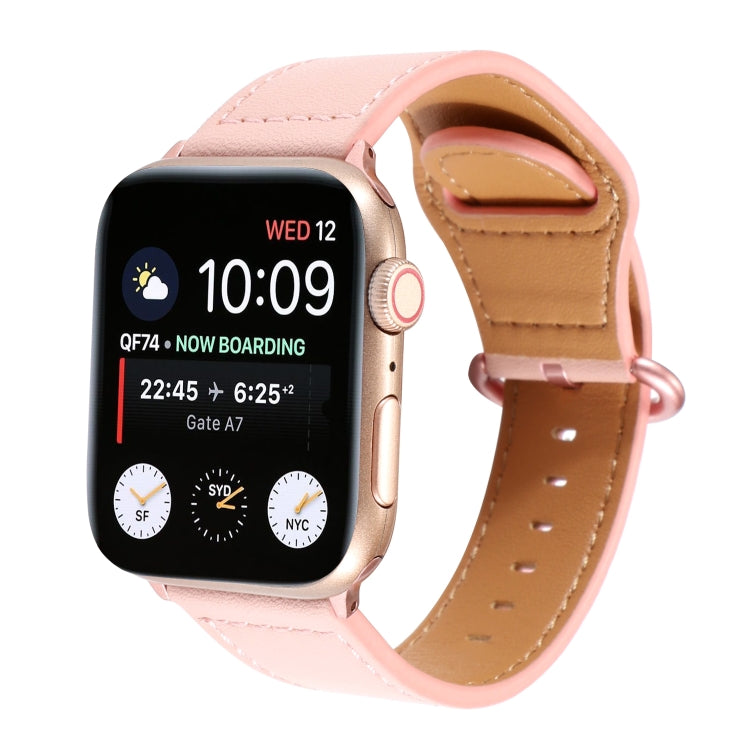 Solid Color Genuine Leather Watchband, For Apple Watch Series 7 41mm / 6 &amp; SE &amp; 5 &amp; 4 40mm / 3 &amp; 2 &amp; 1 38mm, For Apple Watch Series 7 45mm / 6 &amp; SE &amp; 5 &amp; 4 44mm / 3 &amp; 2 &amp; 1 42mm