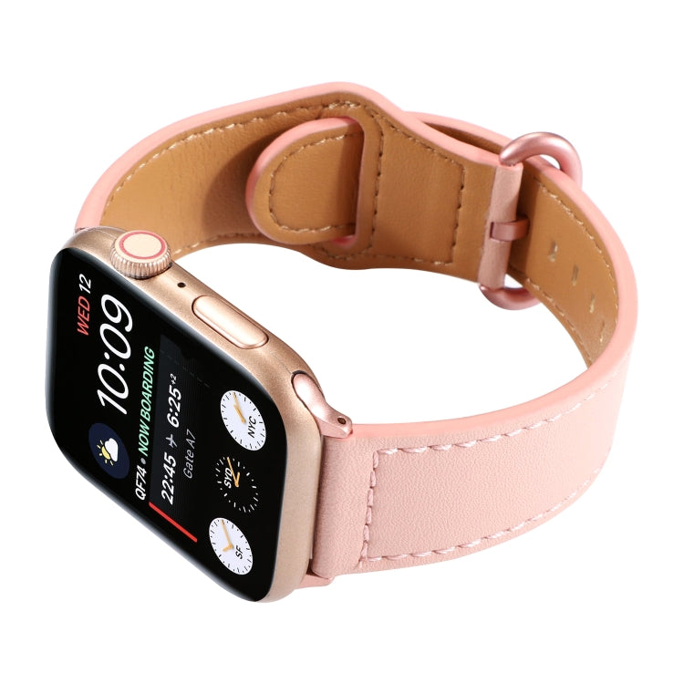 Solid Color Genuine Leather Watchband, For Apple Watch Series 7 41mm / 6 &amp; SE &amp; 5 &amp; 4 40mm / 3 &amp; 2 &amp; 1 38mm, For Apple Watch Series 7 45mm / 6 &amp; SE &amp; 5 &amp; 4 44mm / 3 &amp; 2 &amp; 1 42mm