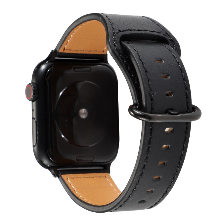 Solid Color Genuine Leather Watchband, For Apple Watch Series 7 41mm / 6 &amp; SE &amp; 5 &amp; 4 40mm / 3 &amp; 2 &amp; 1 38mm, For Apple Watch Series 7 45mm / 6 &amp; SE &amp; 5 &amp; 4 44mm / 3 &amp; 2 &amp; 1 42mm