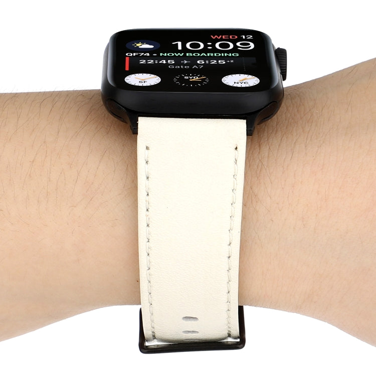 Cowhide Texture Leather Watchband, For Apple Watch Series 8&7 41mm / SE 2&6&SE&5&4 40mm / 3&2&1 38mm, For Apple Watch Series 7 45mm / 6 & SE & 5 & 4 44mm / 3 & 2 & 1 42mm, For Apple Watch Series 7 41mm / 6 & SE & 5 & 4 40mm / 3 & 2 & 1 38mm������������...