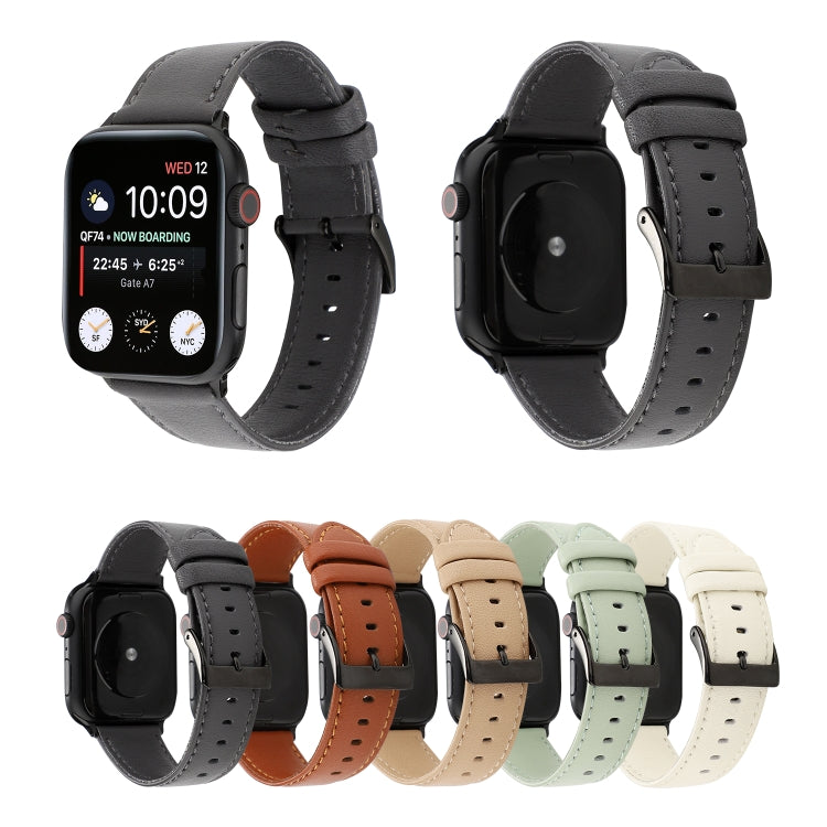 Cowhide Texture Leather Watchband, For Apple Watch Series 8&7 41mm / SE 2&6&SE&5&4 40mm / 3&2&1 38mm, For Apple Watch Series 7 45mm / 6 & SE & 5 & 4 44mm / 3 & 2 & 1 42mm, For Apple Watch Series 7 41mm / 6 & SE & 5 & 4 40mm / 3 & 2 & 1 38mm������������...